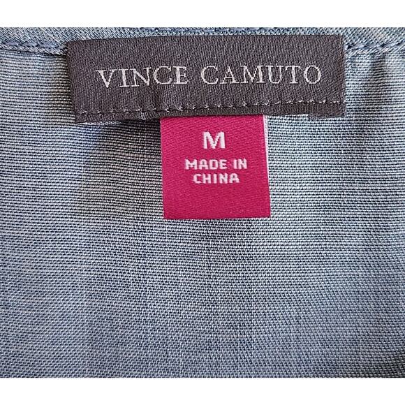 VINCE CAMUTO Women M Jean Top Chambray Blue Sleeveless Side Lace Up 100% Tencel - Picture 3 of 7